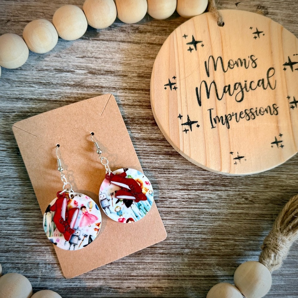 Wizard of Oz Earrings with Ruby Slippers